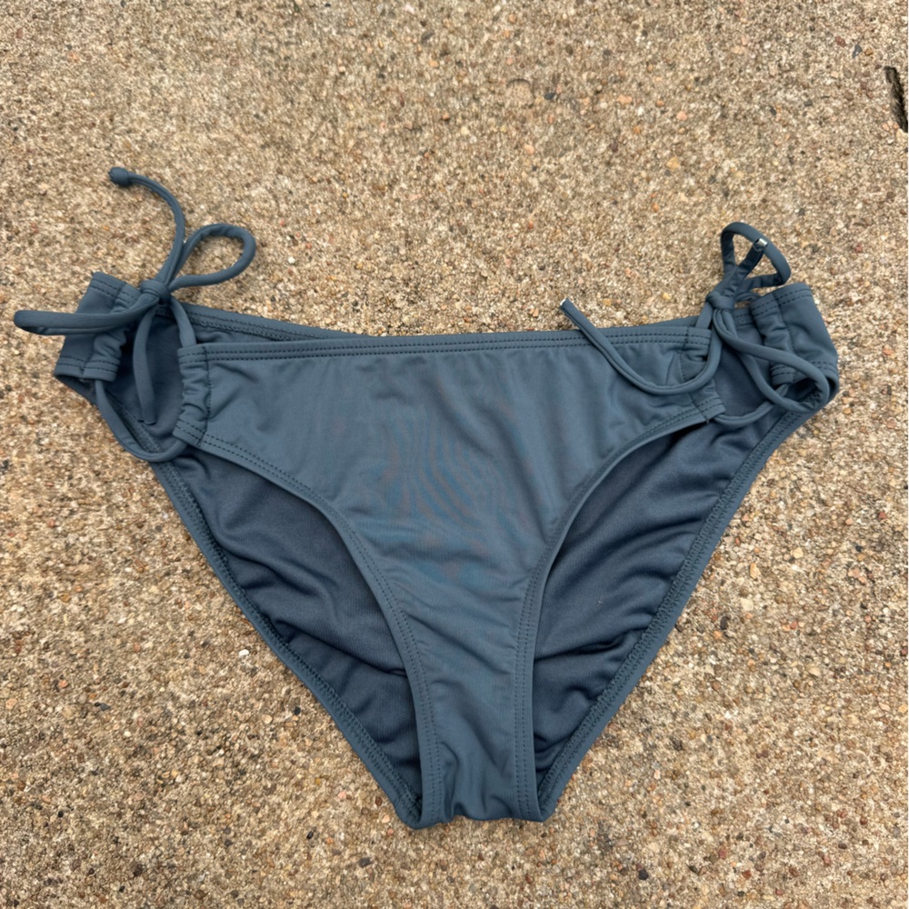 Billabong Side Tie Dark Gray/ Blue Bikini Bottoms, Size Small